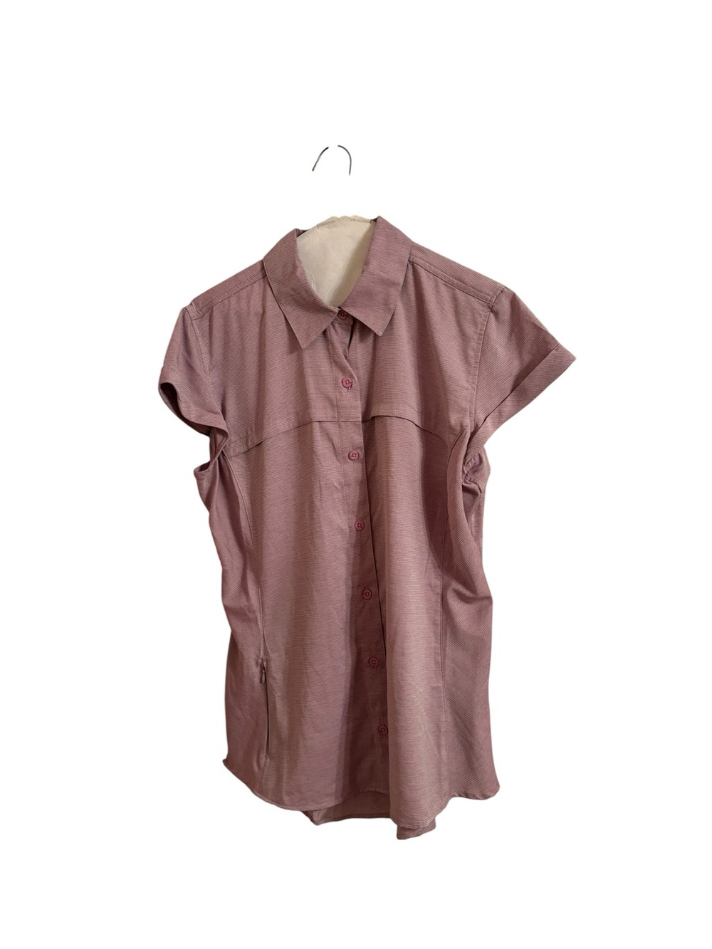 Magellan Outdoors Short Sleeve Button-Front Top in Dusty Rose